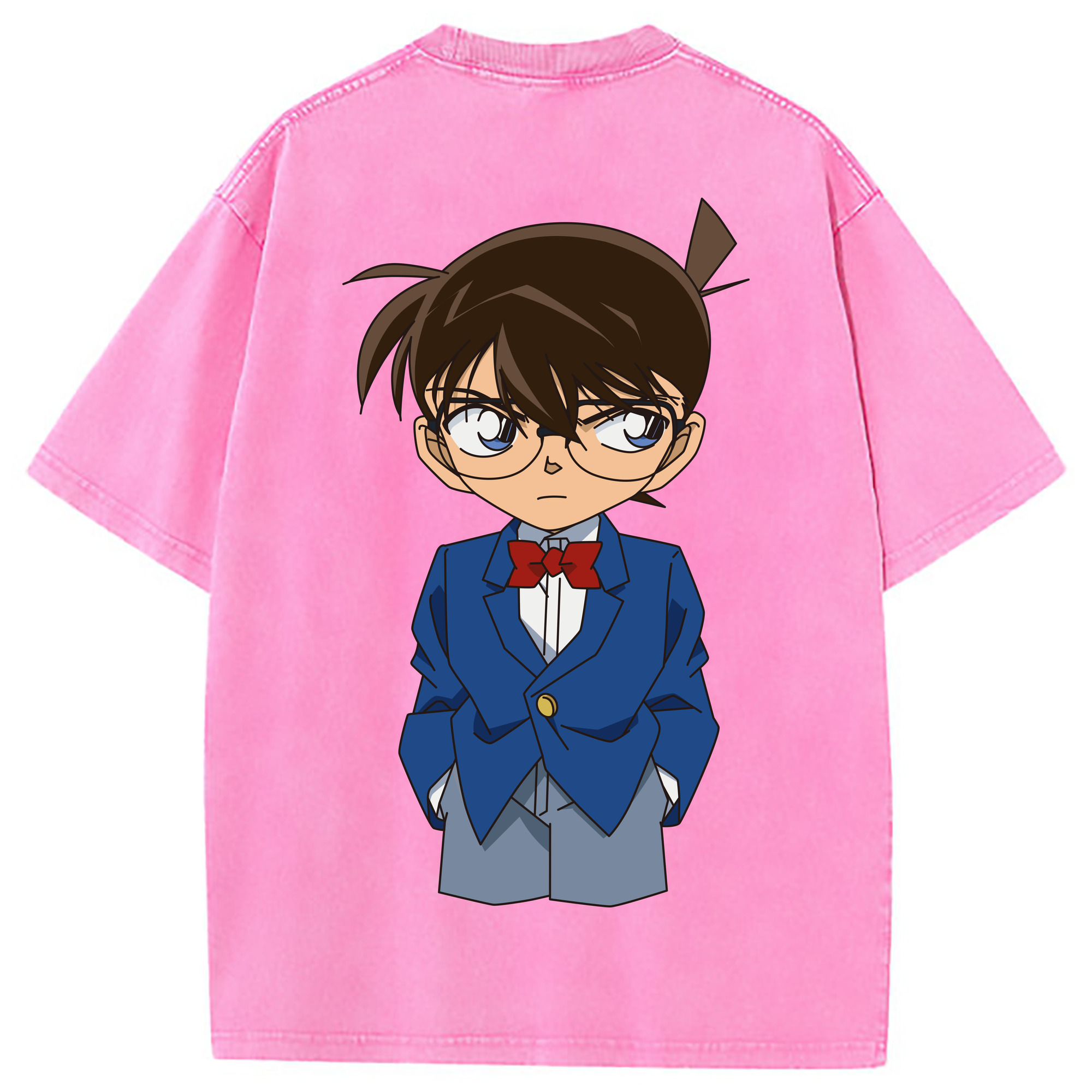 （画像用） 名探偵コナン 江戸川 コナン Detective Conan Conan Edogawa 綿100% ヴィンテージ風 半袖Tシャツ（背面プリント）